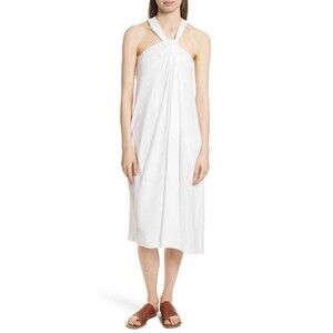 Vince Women's Twist Front Halter Sleeveless Summer Dress sz M White